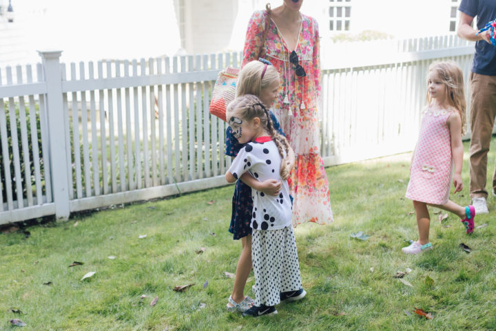 Marlowe Martino talks to friends at her 4th Birthday Party