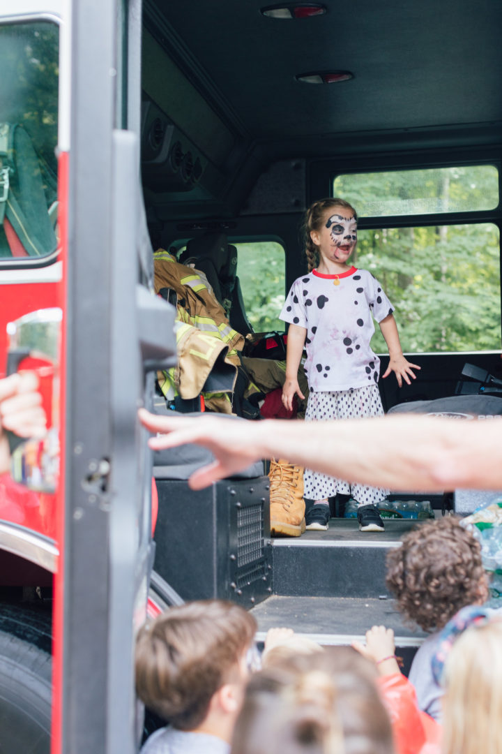 Eva Amurri Martino's daughter Marlowe in a firetruck at her 4th birthday party