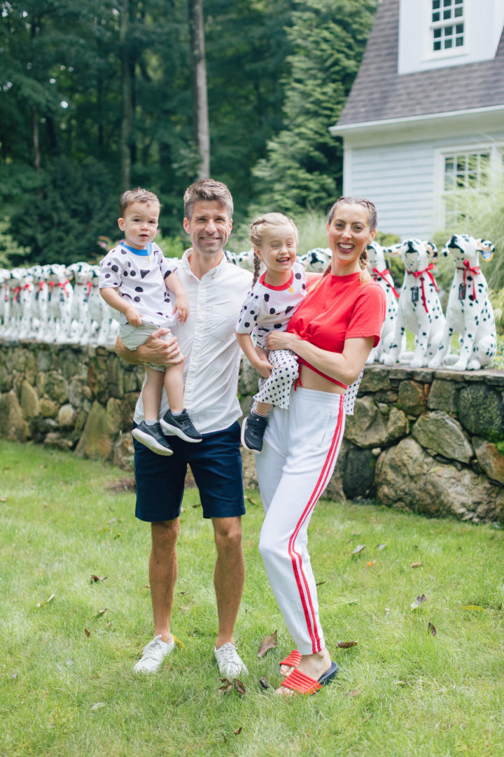 Eva Amurri Martino, husband Kyle, and kids Marlowe and Major celebrate Marlowe's 4th birthday with a firetruck and firedog themed birthday party.