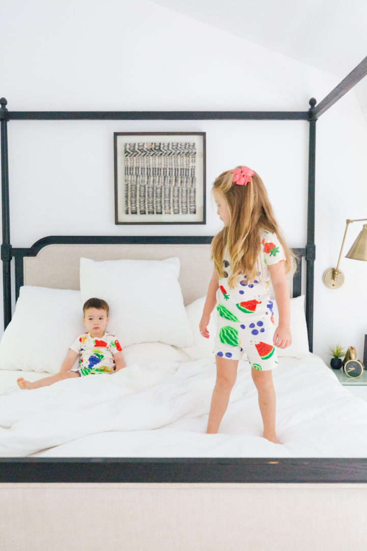 Eva Amurri Martino's kids Marlowe and Major play around in matching pajamas