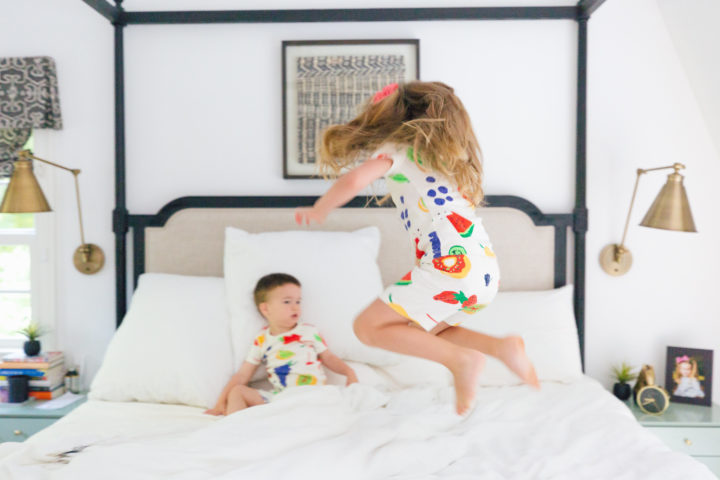 Eva Amurri Martino's kids Marlowe and Major play around in matching pajamas