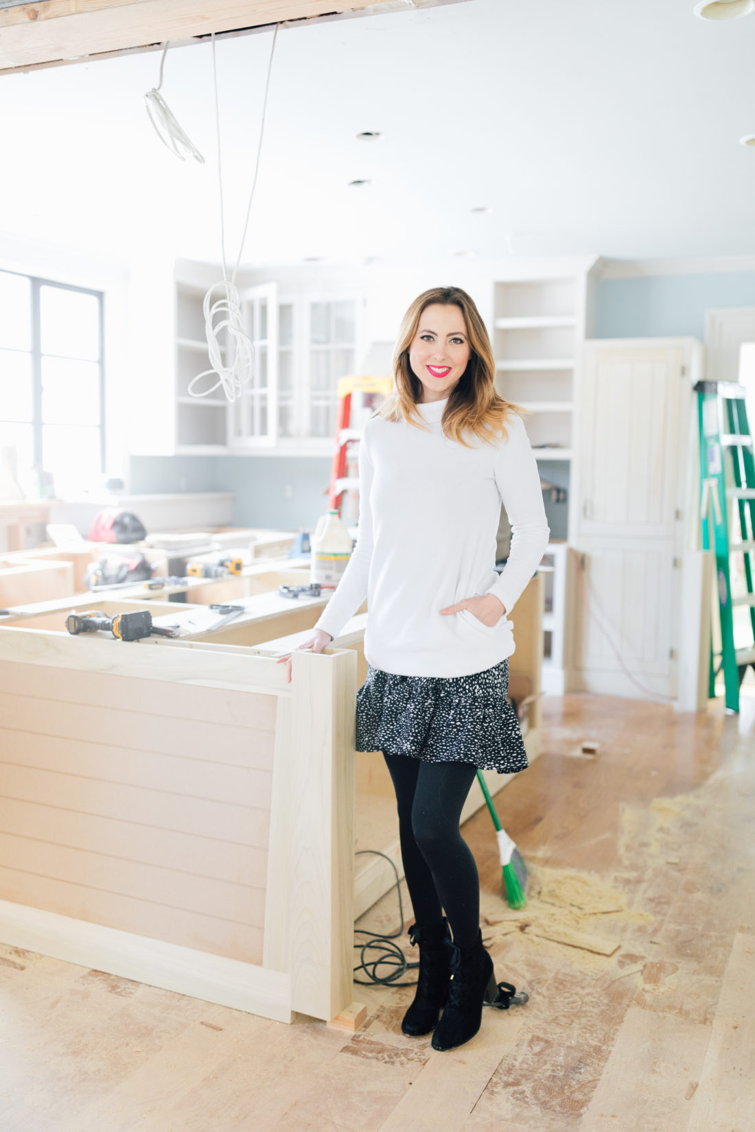 Eva Amurri Martino stands in the living room during her historic home renovation.