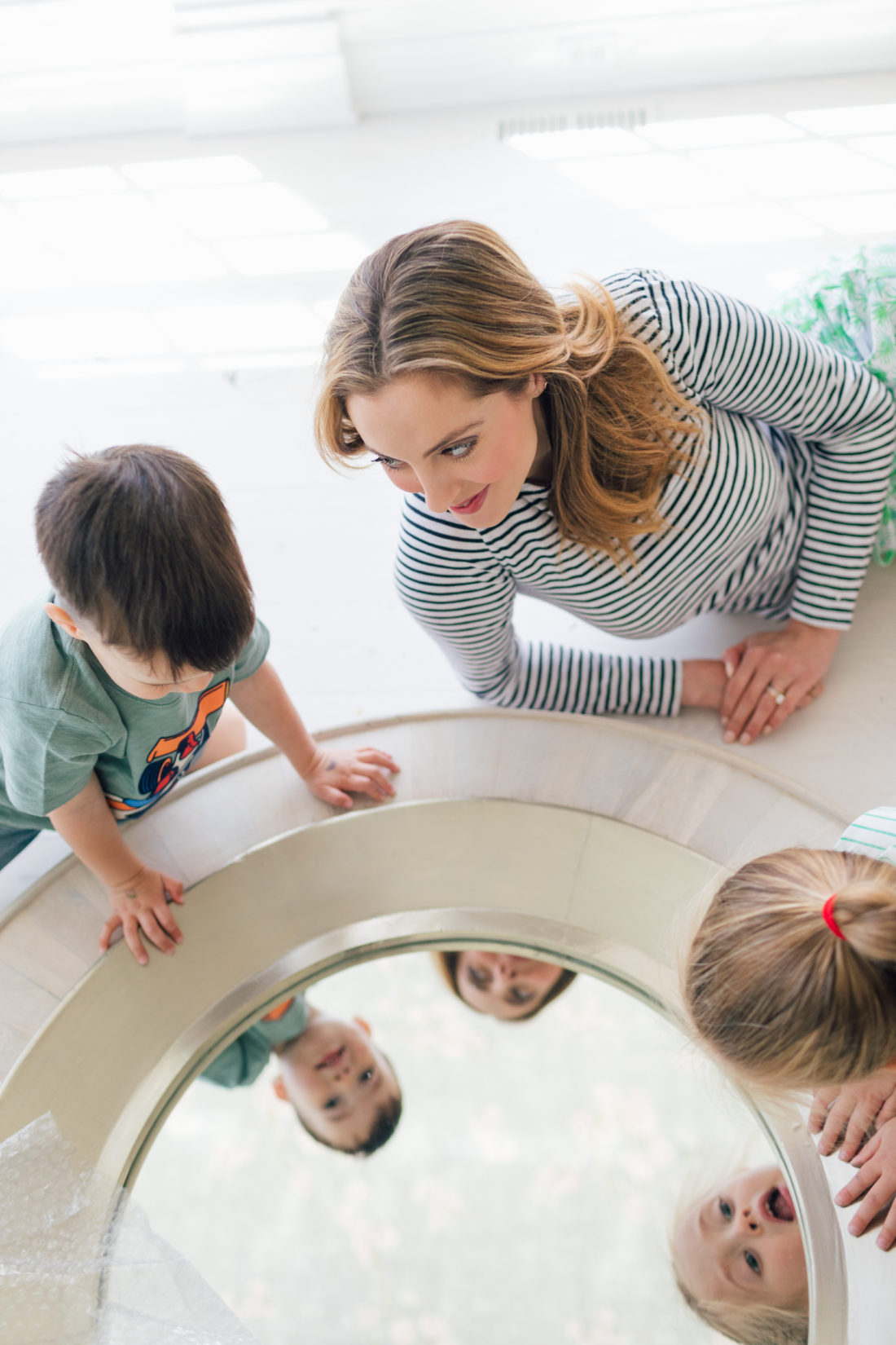 Eva Amurri Martino sits with her kids Marlowe and Major in their new Connecticut home