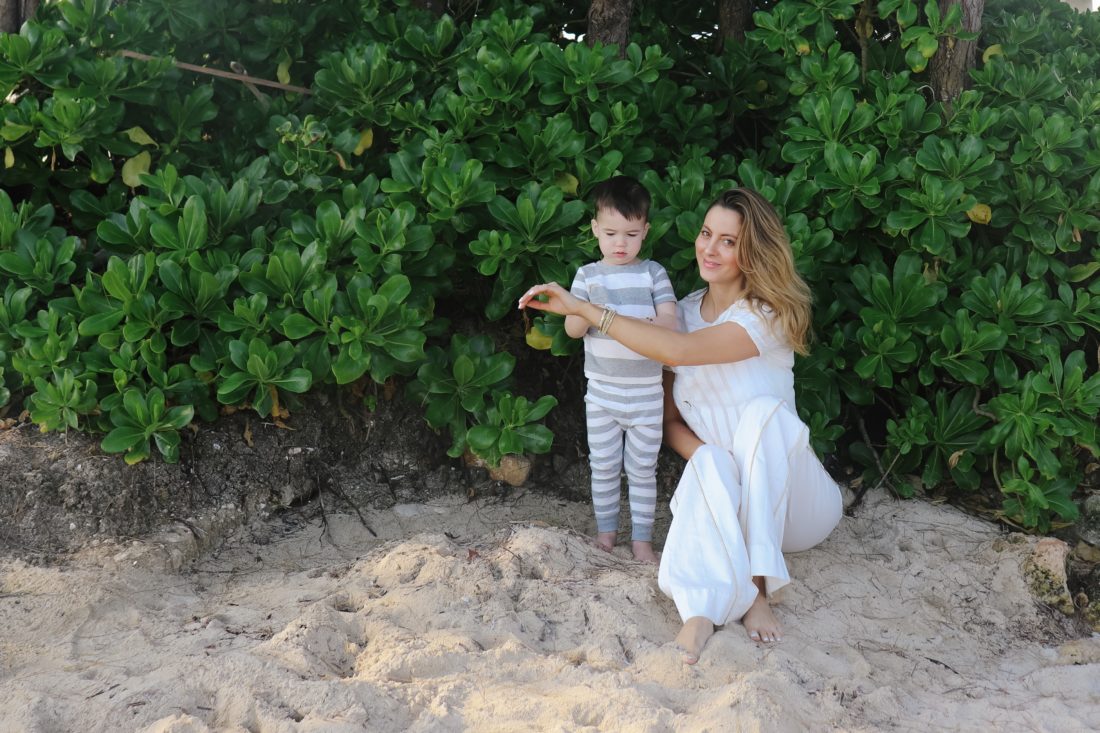 Eva Amurri Martino plays with her son Major on the beach in Connecticut