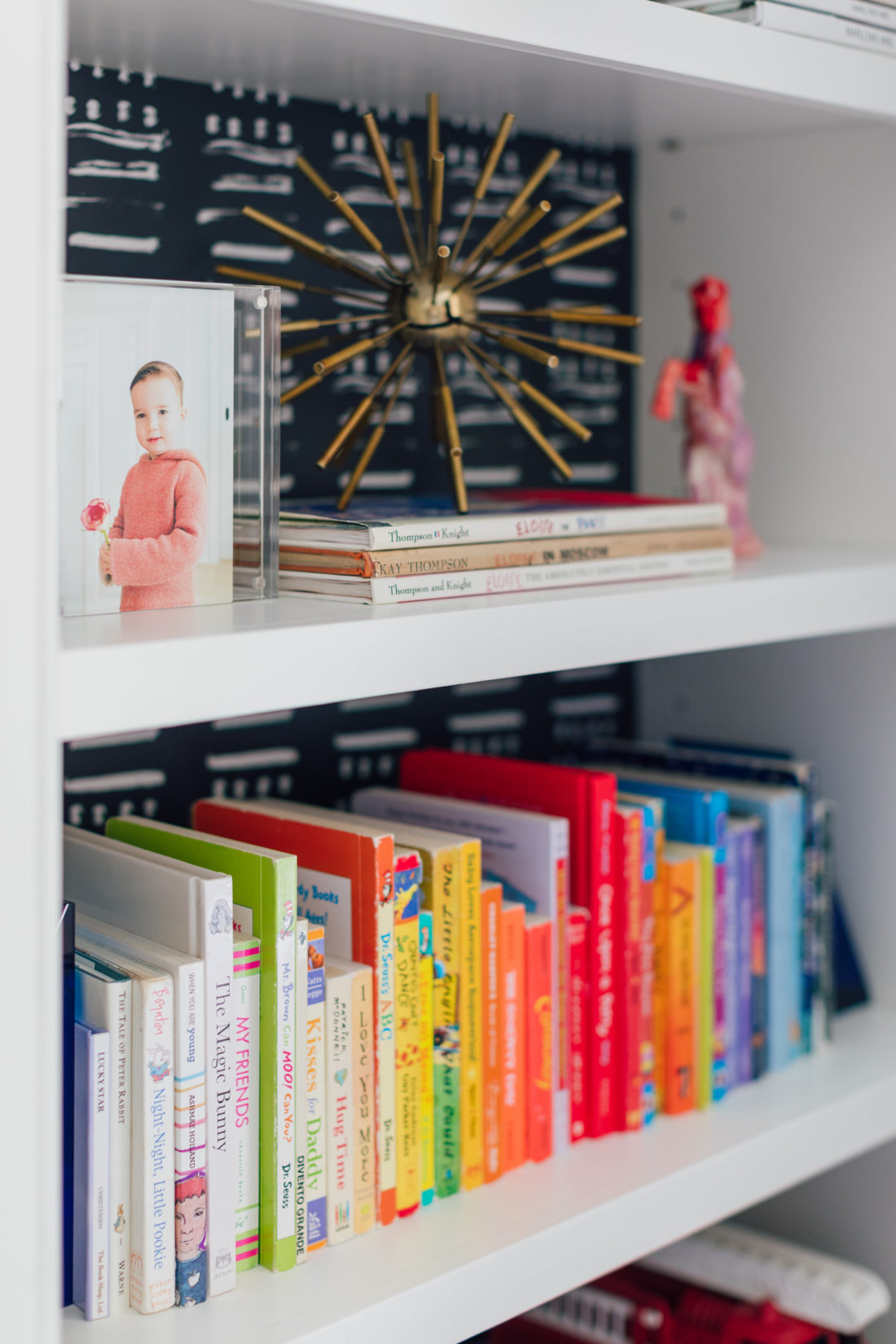Details on the shelves of the playroom in Eva Amurri Martino's newly renovated Westport CT home