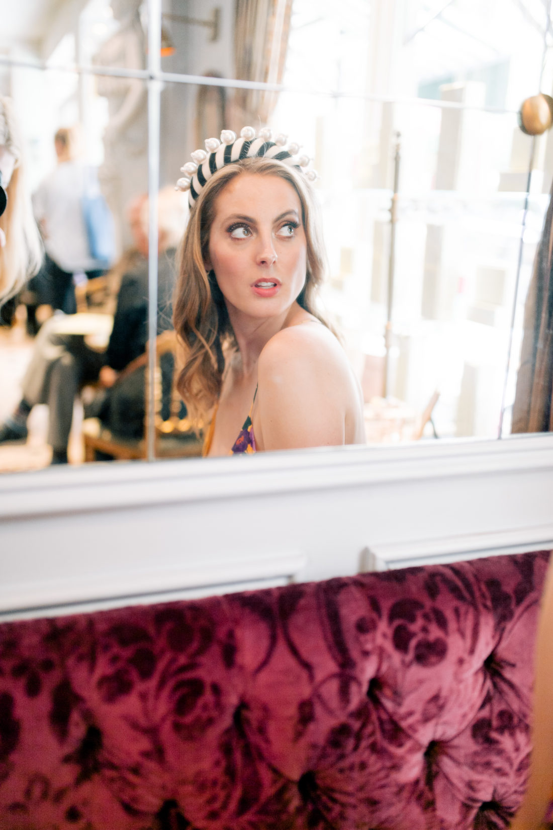 Eva Amurri Martino looks in the mirror at Ladurée on the Upper East Side