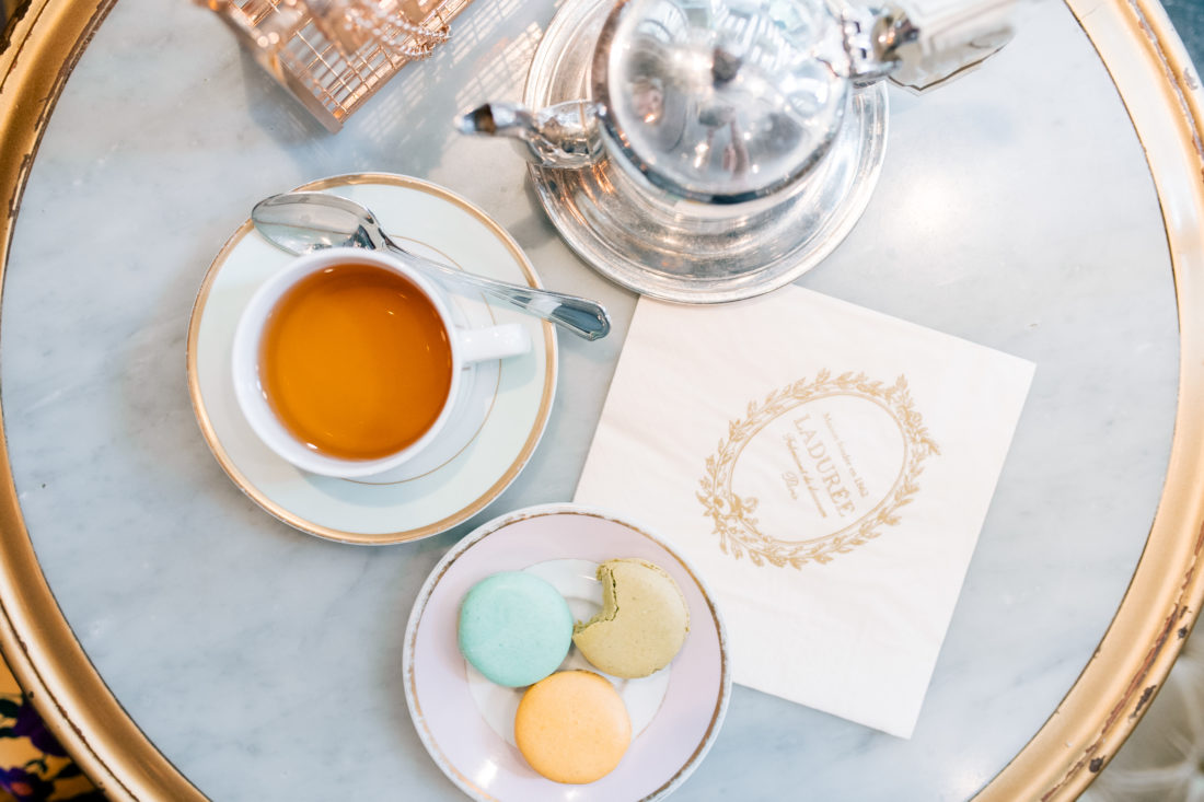 A tablescape of instagramable food in NYC from Ladurée