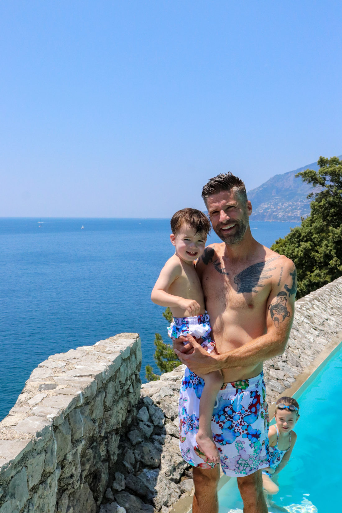 Kyle Martino and son Major on the Amalfi Coast
