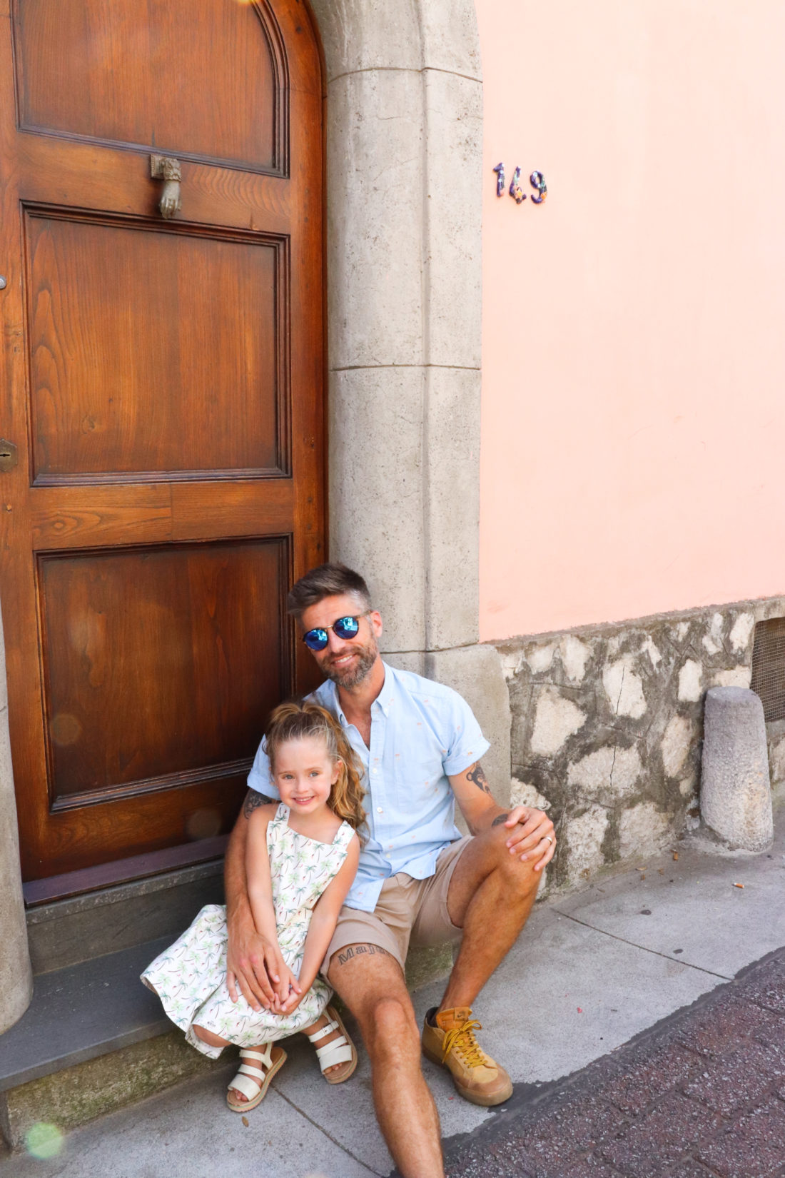 Kyle Martino and daughter Marlowe in Italy