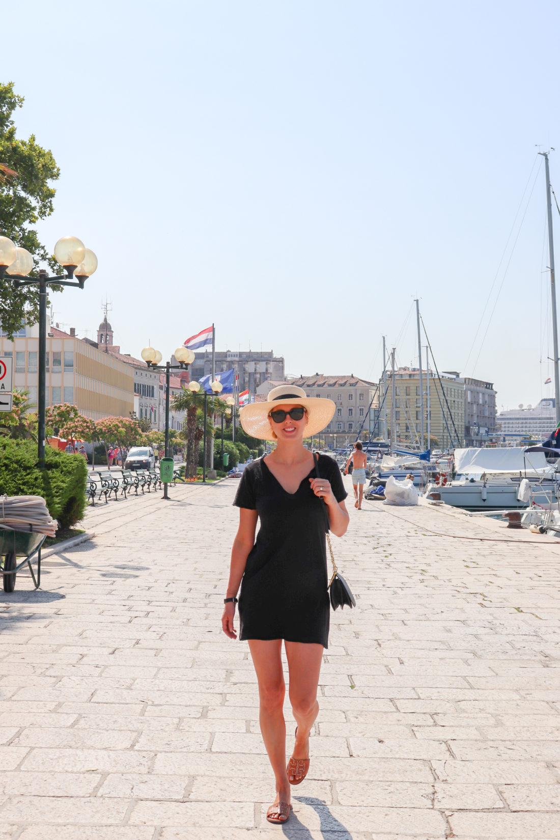 Eva Amurri Martino walks along the waterfront of Sibenik Croatia