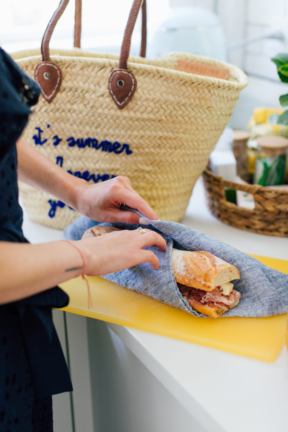 Eva Amurri Martino wraps up a sandwich for picnic